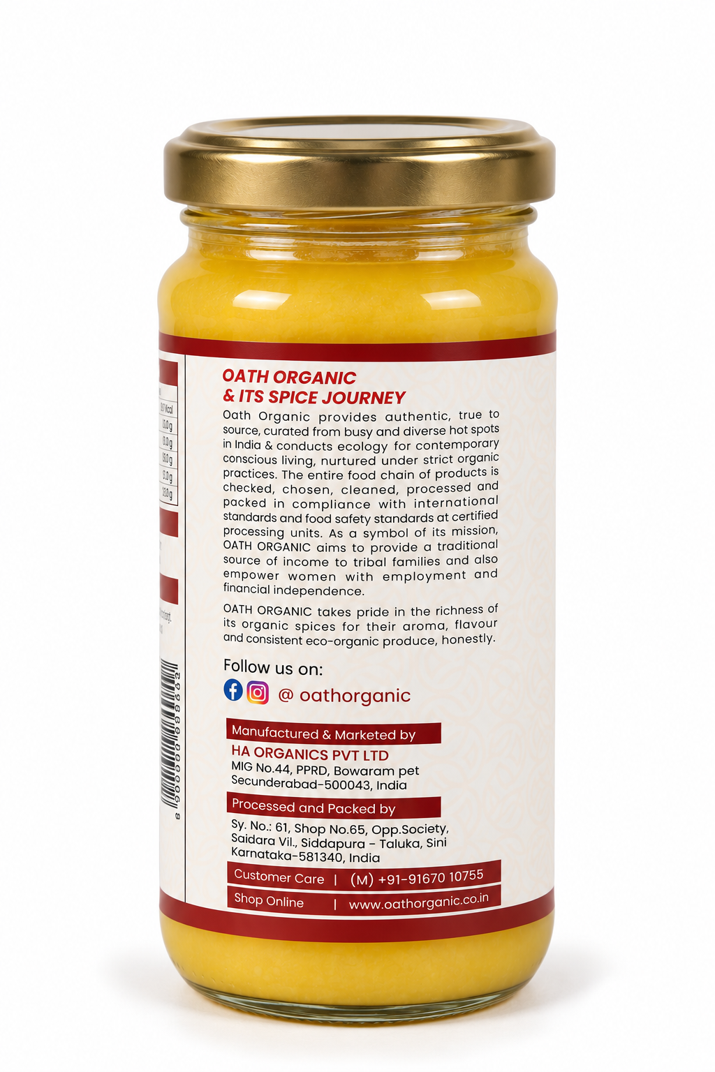 Oath Organic A2 Desi Cow Ghee – 500 ml