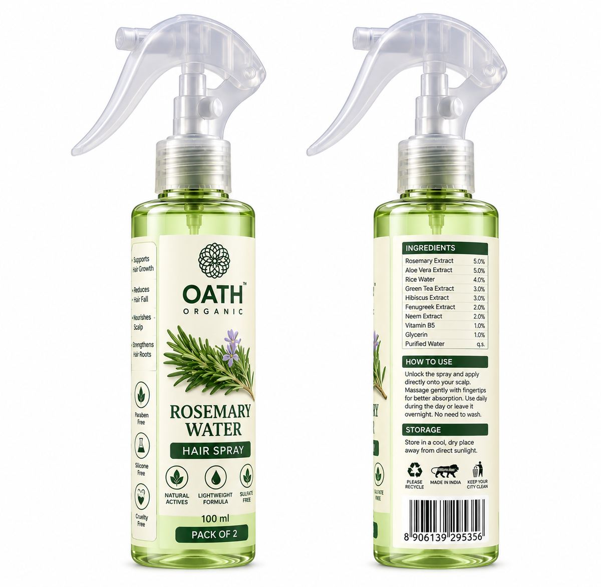 Rosemary Water Hair Spray (Pack of 2)